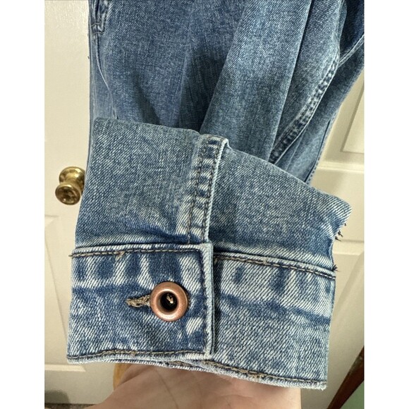 KUT From the Kloth Emma Boyfriend Denim Jean Jacket Womens Sz M Pink Fur Collar - Picture 9 of 16